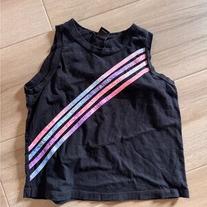 Girls' pixie Lane Black Tank Top with Pastel Diagonal Stripes